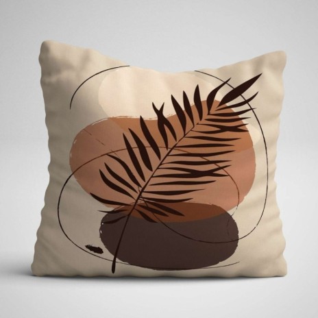 Set 3 fete de perna decorative Abstract Natur 43x43 cm in nuante de bej, crem si maro
