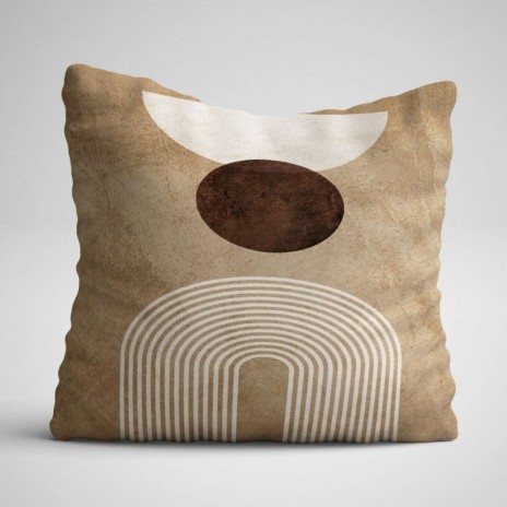 Set 3 fete de perna decorative Abstract Natur 43x43 cm in nuante de bej, crem si maro