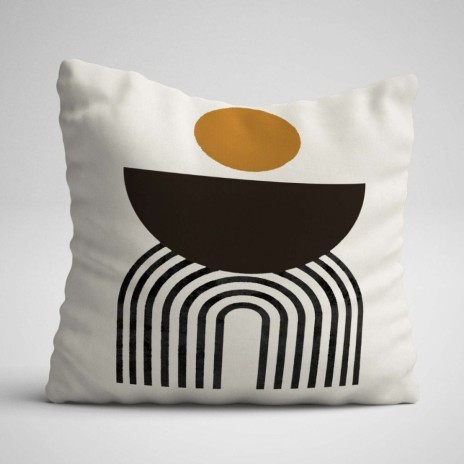 Set 3 fete de perna decorative 43x43 cm model Geometric Negru/Ocru