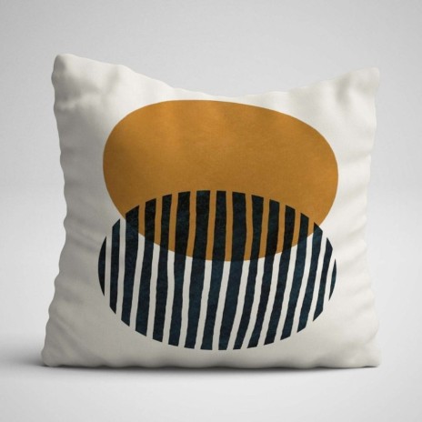 Set 3 fete de perna decorative 43x43 cm model Geometric Negru/Ocru