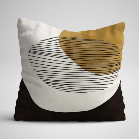 Set 3 fete de perna decorative 43x43 cm model Geometric Negru/Ocru