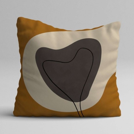 Set 3 fete perna decorative 43x43 cm cu design abstract in nuante de ocru, crem si grafit