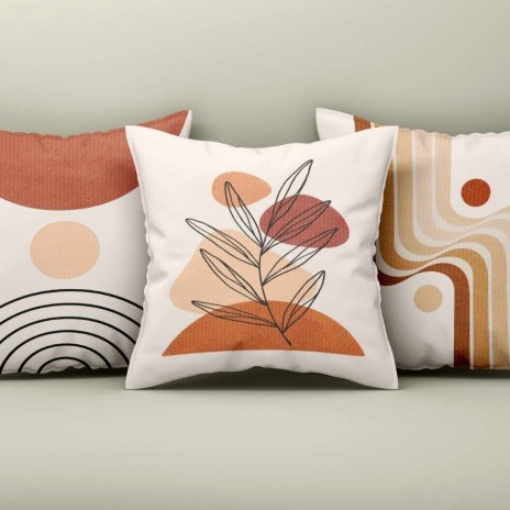 Set 3 fete de perna decorative 43x43 cm model Abstract Caramiziu