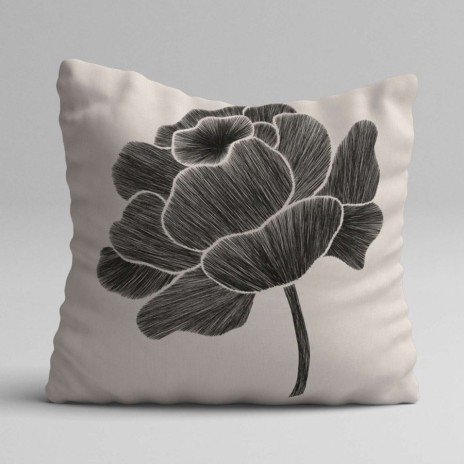Set 3 fete perna decorative 43x43 cm cu design floral roz negru
