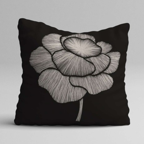 Set 3 fete perna decorative 43x43 cm cu design floral roz negru