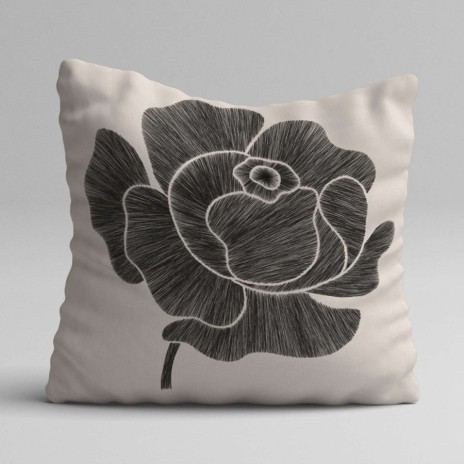 Set 3 fete perna decorative 43x43 cm cu design floral roz negru