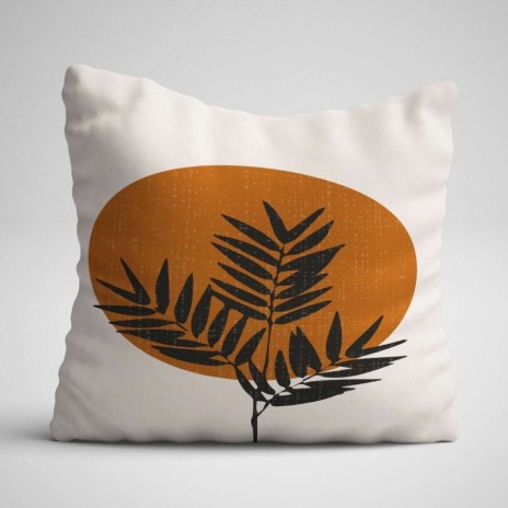 Set 3 fete perna decorative 43x43 cm cu design abstract vegetal inspirat de tonurile toamnei