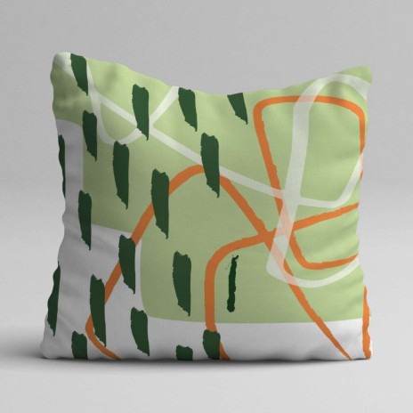 Set 3 fete perna decorative 43x43 cm cu design urban abstract in nuante verde, alb, negru si albastru