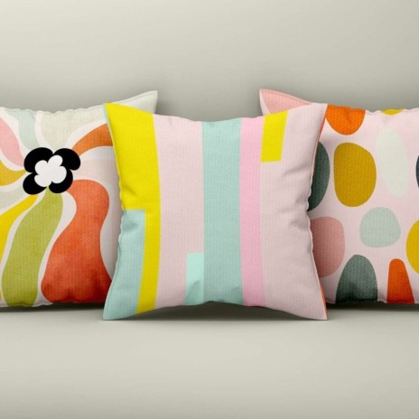 Set 3 fete perna decorative 43x43 cm cu design colorat abstract in stil pop art pastel