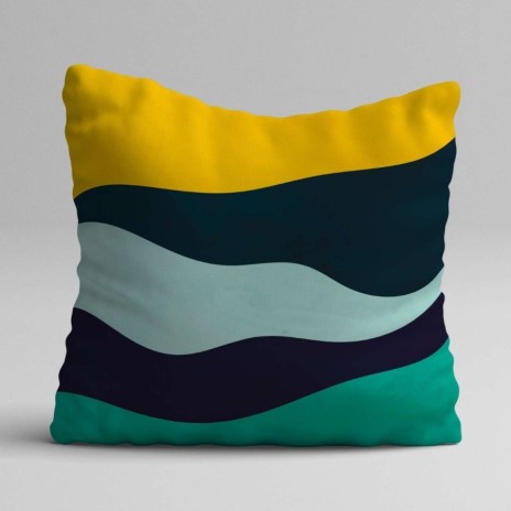 Set 3 fete perna decorative 43x43 cm cu model valuri colorate galben turcoaz albastru