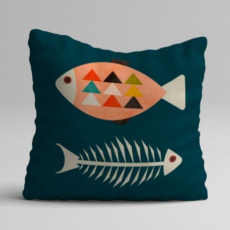 Set 3 fete perna decorative 43x43 cm cu motive etnice si simboluri moderne in portocaliu, albastru si galben