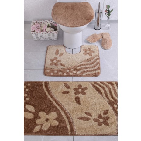Set 3 piese husa decorativa si 2 covorase baie, Confetti, Bandırma Coffe