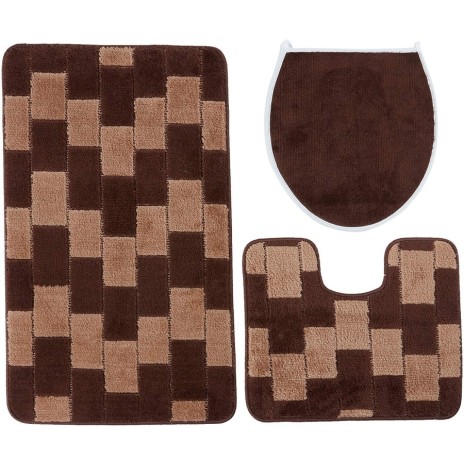 Set 3 piese husa decorativa si 2 covorase baie, Confetti, Bornova Brown