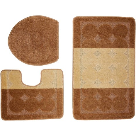 Set 3 piese husa decorativa si 2 covorase baie, Confetti, Edremit Coffe