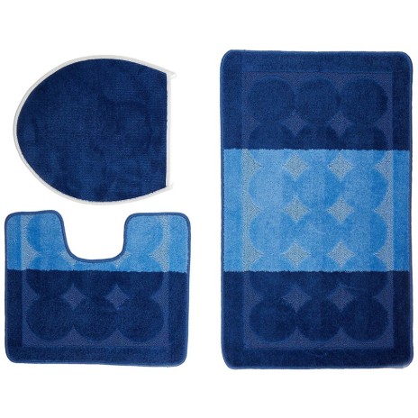 Set 3 piese husa decorativa si 2 covorase baie, Confetti, Edremit Dark Blue