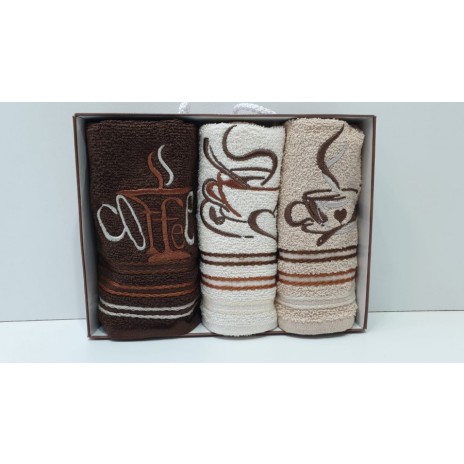 Set 3 prosoape bucatarie bumbac 100%, Coffe 2