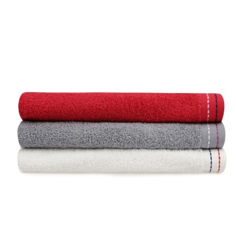 Set 3 prosoape bumbac 100%, Beverly Hills Polo Club, 401 White, Red, Grey