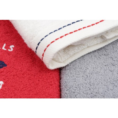 Set 3 prosoape bumbac 100%, Beverly Hills Polo Club, 401 White, Red, Grey