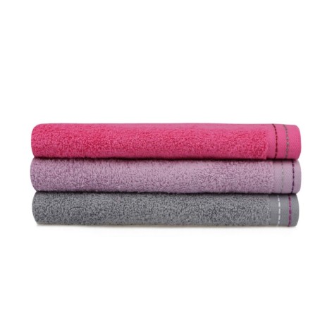 Set 3 prosoape bumbac 100%, Beverly Hills Polo Club,401 Fuchsia, Lila, Gri