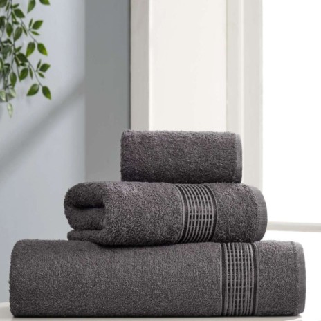 Set 3 prosoape bumbac 100% Eponj Home Ezgi gri antracit