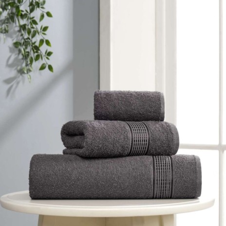 Set 3 prosoape bumbac 100% Eponj Home Ezgi gri antracit