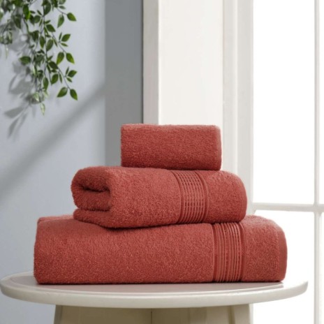 Set 3 prosoape bumbac 100% Eponj Home Ezgi cărămiziu