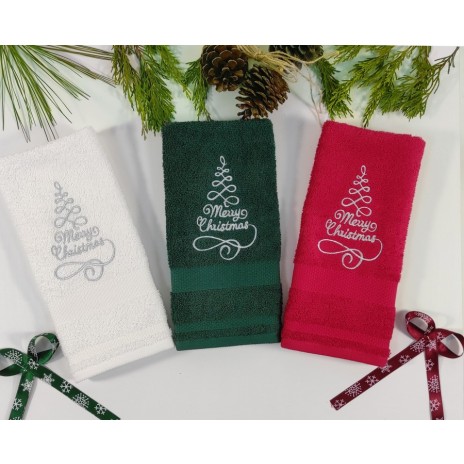 Set 3 prosoape Craciun 40x60cm, bumbac 100%, Christmas Pine Tree