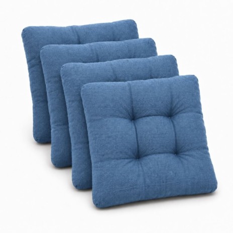 Set 4 perne albastre pentru scaun sau podea 40x40x7 cm, matlasate, cu umplutura din spuma poliuretanica
