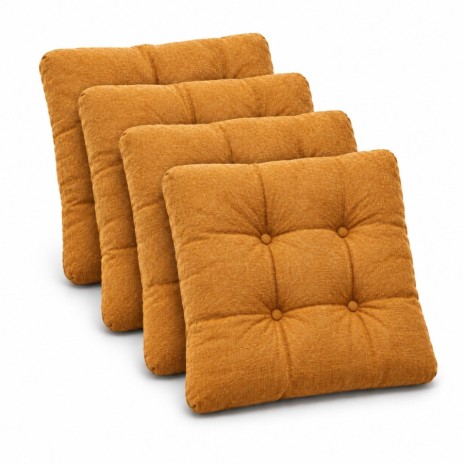 Set 4 perne matlasate pentru scaun, 40x40x7 cm, portocaliu