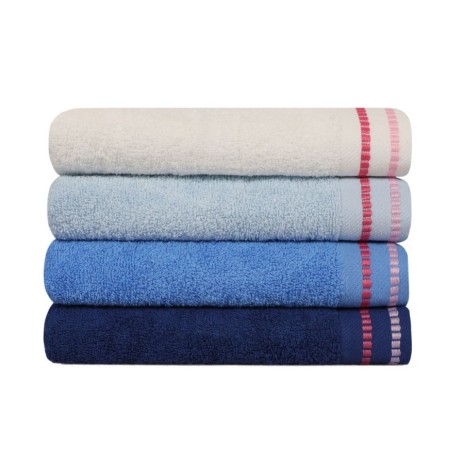 Set 4 prosoape 50x90cm bumbac 100%, BHPC, 408 Bleu, Alb, Albastru