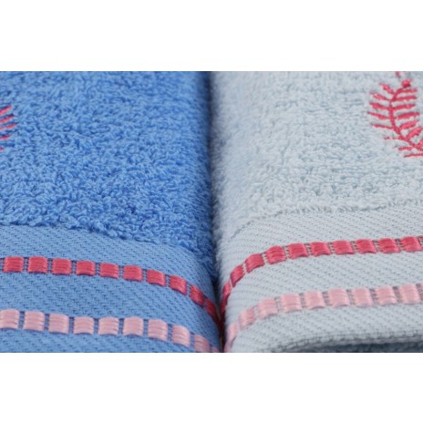 Set 4 prosoape 50x90cm bumbac 100%, BHPC, 408 Bleu, Alb, Albastru