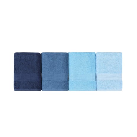 Set 4 prosoape 50x90cm bumbac 100%, BHPC, 801 Blue