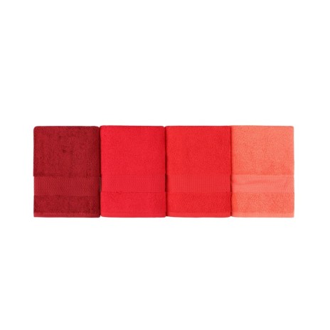 Set 4 prosoape 50x90cm bumbac 100%, BHPC, 801 Red