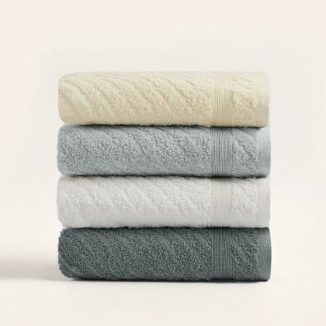 Set 4 prosoape bumbac 100% Koza crem, gri, ecru, antracit – ultra-absorbante și moi
