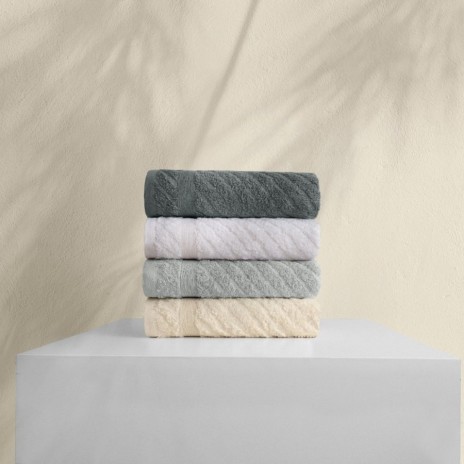 Set 4 prosoape bumbac 100% Koza crem, gri, ecru, antracit – ultra-absorbante și moi