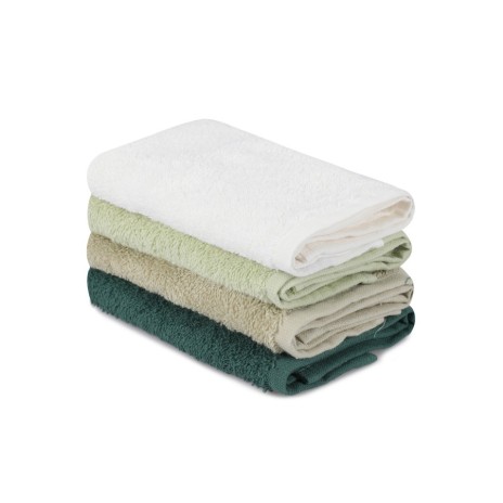 Set 4 prosoape bumbac 100%, BHPC, Wash 12 Green Dark Green White Beige