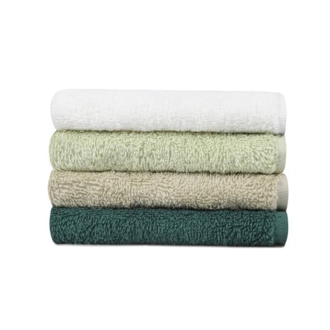 Set 4 prosoape bumbac 100%, BHPC, Wash 12 Green Dark Green White Beige