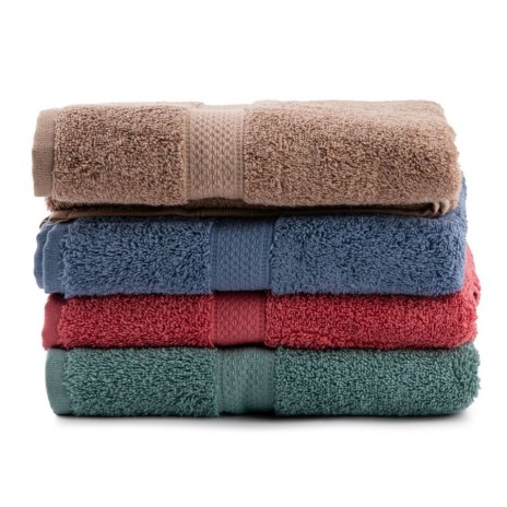 Set 4 prosoape bumbac 50x100 Multicolor Style 2 Hobby Home in nuante de verde, rosu, albastru si bej