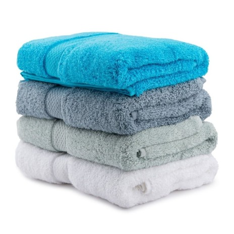 Set 4 prosoape bumbac 50x100 Multicolor Style 8 Hobby Home in nuante de alb, gri, verde si turcoaz