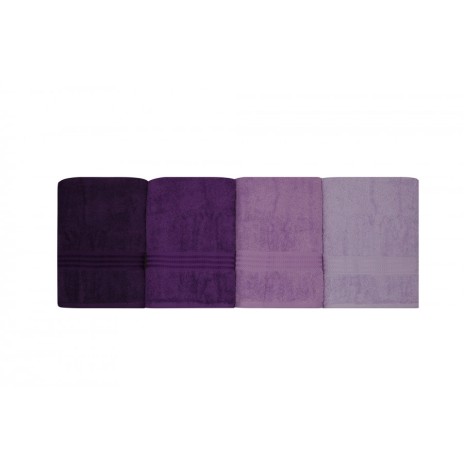 Set 4 prosoape bumbac 100%,Hobby Home, 70x140 cm, Rainbow - Lilac