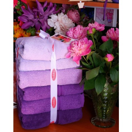 Set 4 prosoape bumbac 100%,Hobby Home, 70x140 cm, Rainbow - Lilac