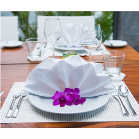 Set 4 servete de masa 40x40cm, bumbac 100% damasc plain, alb