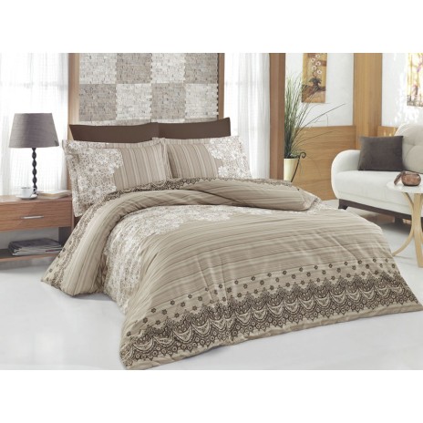 Set 5 piese, lenjerie de pat + patura, Nazenin Home, Dante
