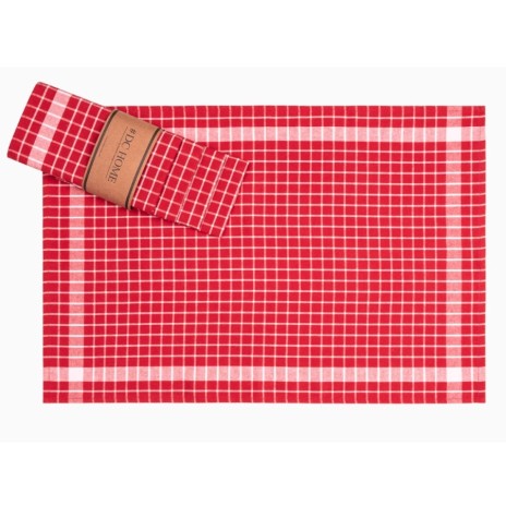 Set 5 prosoape de bucatarie Kareli, DC Home, Alb/Rosu