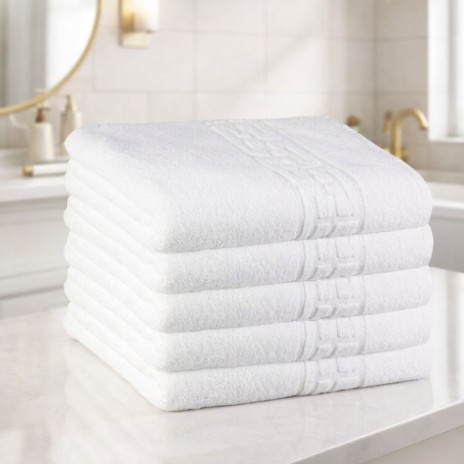 Set 5 prosoape hotel alb bumbac 100% 50x90 cm 700 gr/m2, prosop fata si maini premium