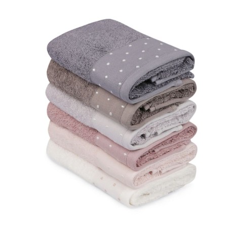 Set 6 prosoape baie 70x140cm cu bulinute, bumbac 100%, Pitircik