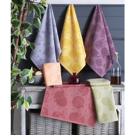 Set 6 prosoape bucatarie, bumbac 100%, 40x60 cm, Saheser, Ananas