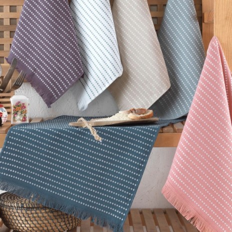 Set 6 prosoape bucatarie Berlino Saheser bumbac 100% jacquard 40x60 cm cu dungi