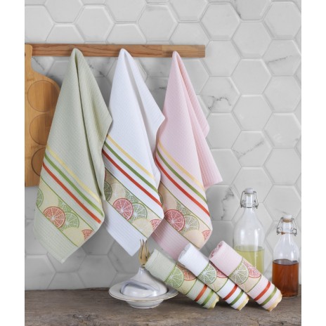 Set 6 prosoape bucatarie, bumbac 100%, 40x60 cm, Saheser, Orange