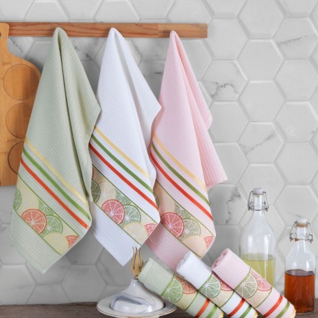 Set 6 prosoape bucatarie Orange Saheser bumbac 100% jacquard 40x60 cm cu felii de portocala